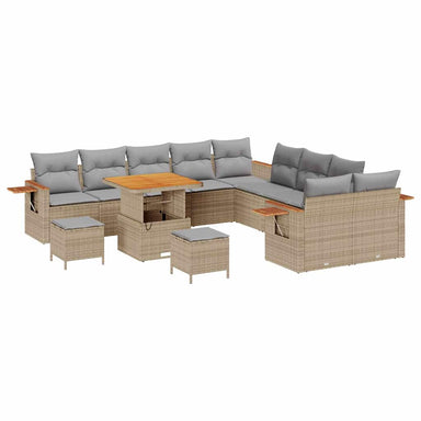 Tuinbankenset 17 st 10-Aantal zitplaatsen Beige en Licht Grijs