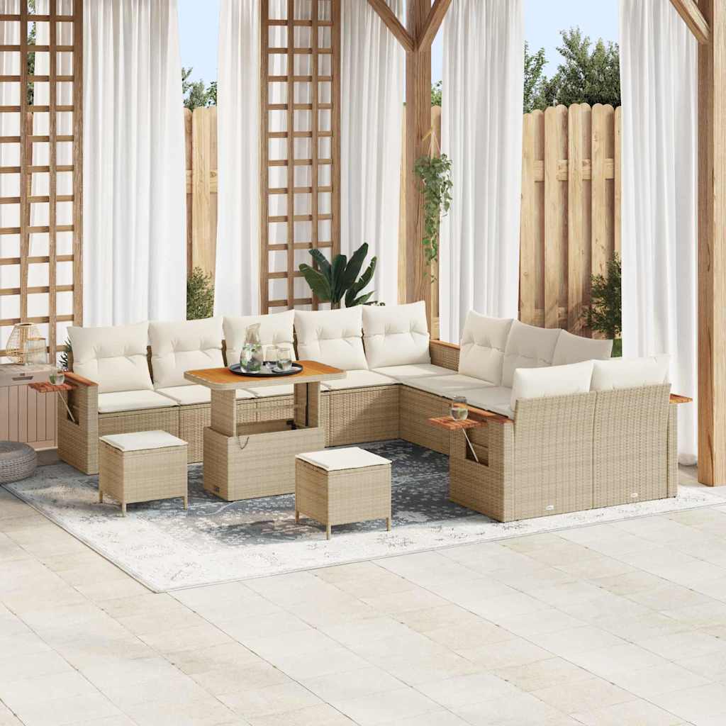Tuinbankenset 17 st 10-Aantal zitplaatsen Beige en Crème