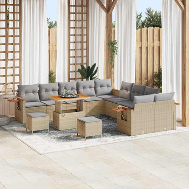 Tuinbankenset 17 st 10-Aantal zitplaatsen Beige en Licht Grijs