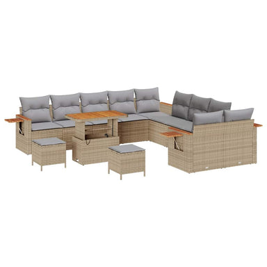 Tuinbankenset 17 st 10-Aantal zitplaatsen Beige en Licht Grijs