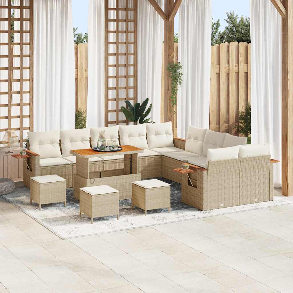 Tuinbankenset 18 st 11-Aantal zitplaatsen Beige en Crème