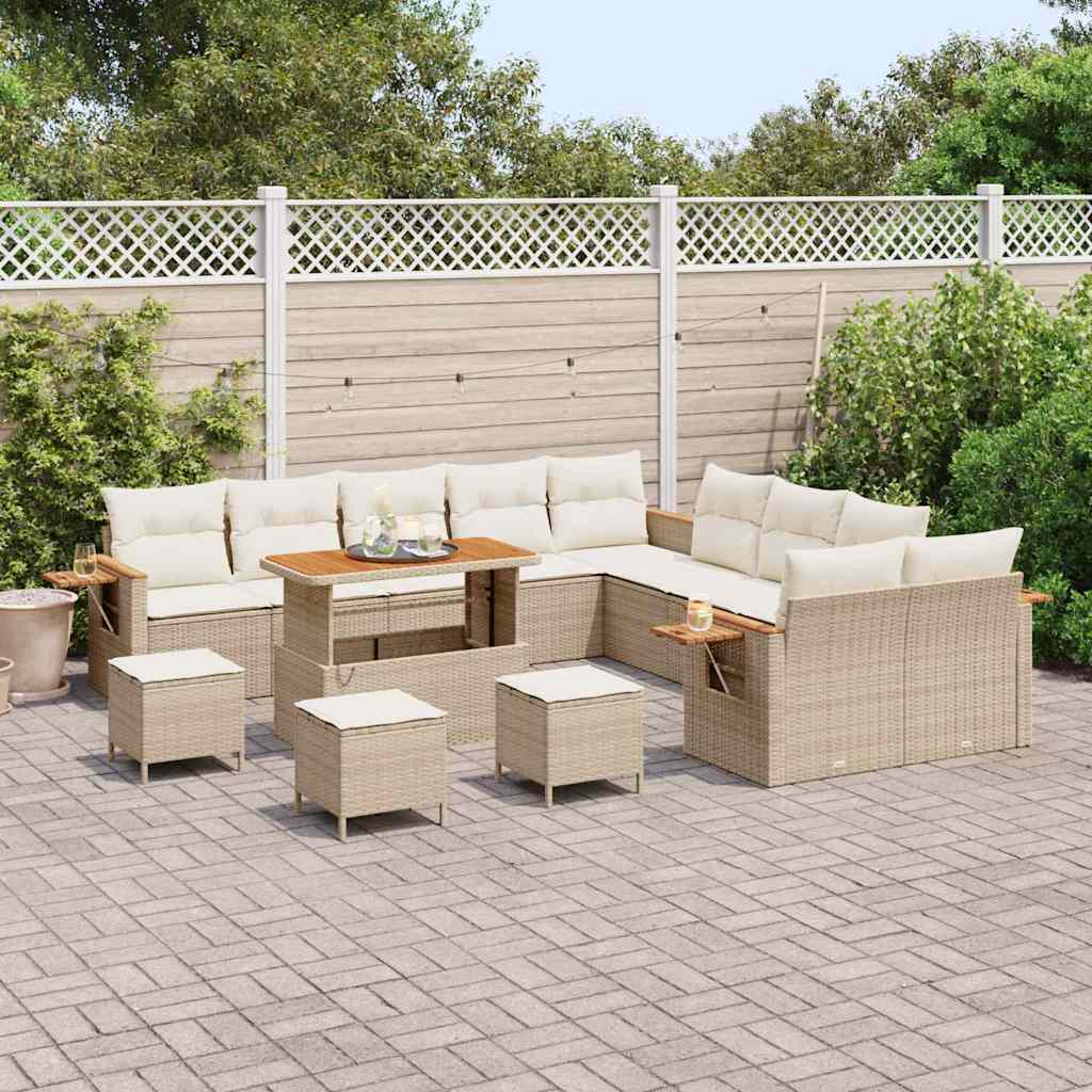 Tuinbankenset 18 st 11-Aantal zitplaatsen Beige en Crème