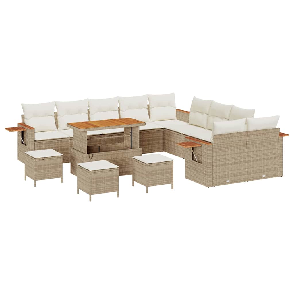 Tuinbankenset 18 st 11-Aantal zitplaatsen Beige en Crème