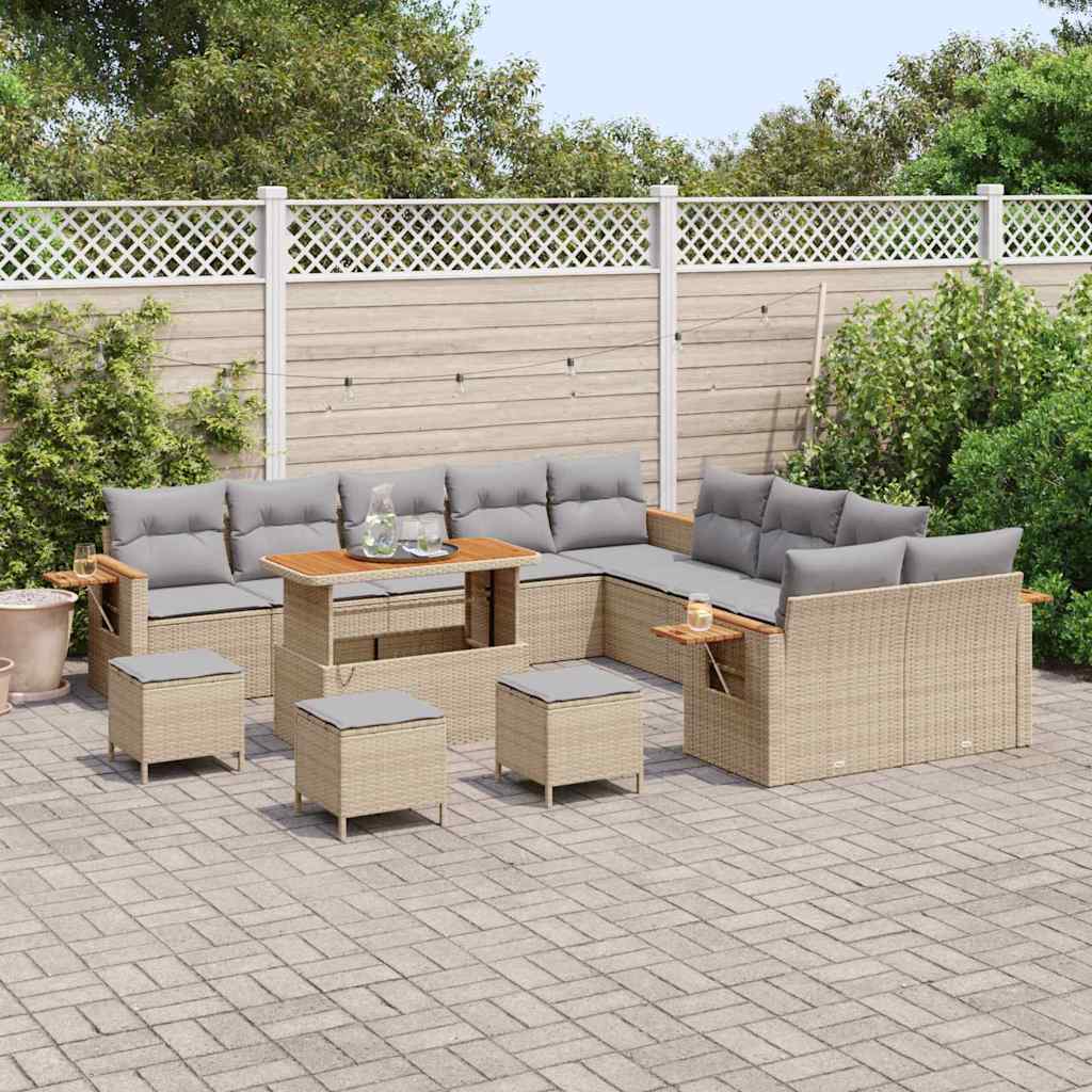 Tuinbankenset 18 st 11-Aantal zitplaatsen Beige en Licht Grijs
