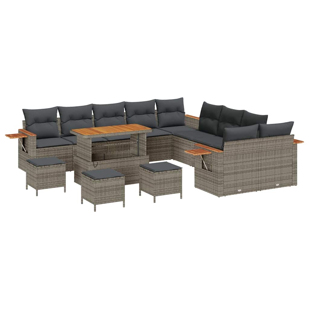Tuinbankenset 18 st 11-Aantal zitplaatsen Grijs poly rattan