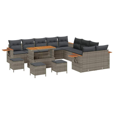 Tuinbankenset 18 st 11-Aantal zitplaatsen Grijs poly rattan