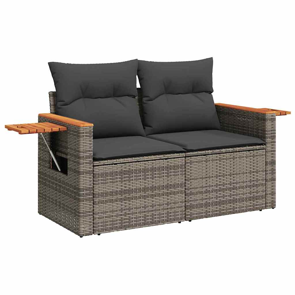 Tuinbankenset 18 st 11-Aantal zitplaatsen Grijs poly rattan
