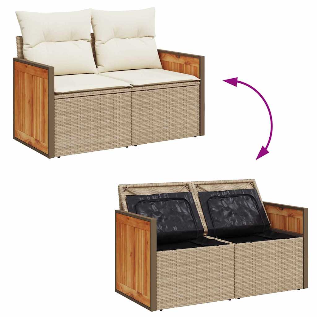 Tuinbankenset 10 st 7-Aantal zitplaatsen Beige en Crème