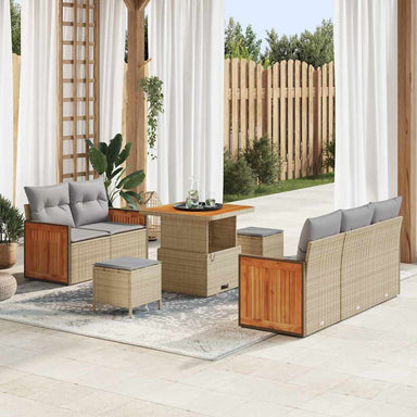 Tuinbankenset 10 st 7-Aantal zitplaatsen Beige en Licht Grijs