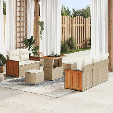 Tuinbankenset 10 st 7-Aantal zitplaatsen Beige en Crème