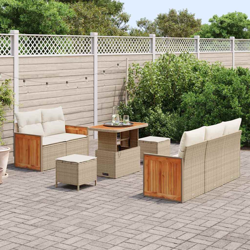 Tuinbankenset 10 st 7-Aantal zitplaatsen Beige en Crème