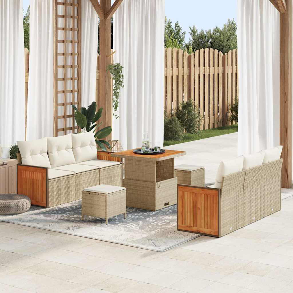 Tuinbankenset 11 st 8-Aantal zitplaatsen Beige en Crème