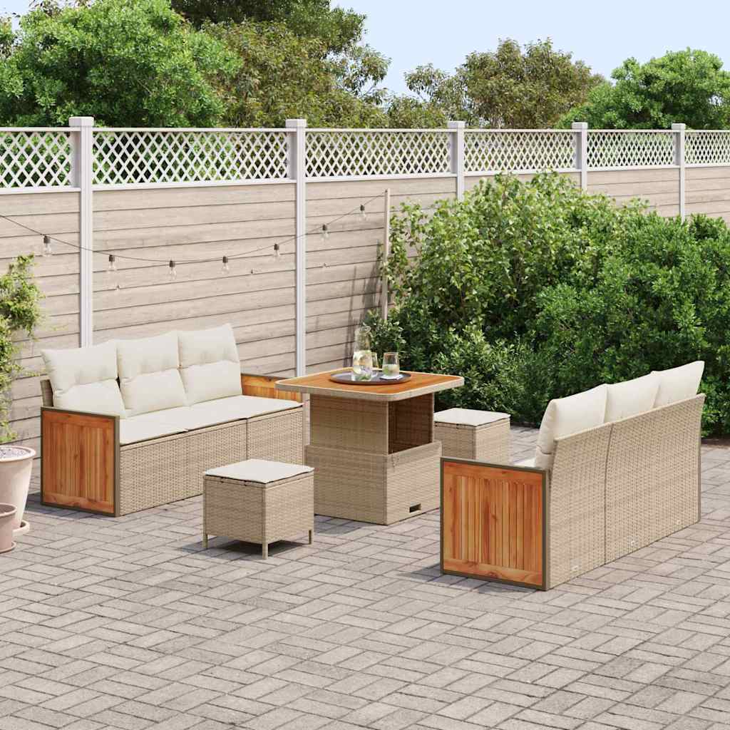 Tuinbankenset 11 st 8-Aantal zitplaatsen Beige en Crème