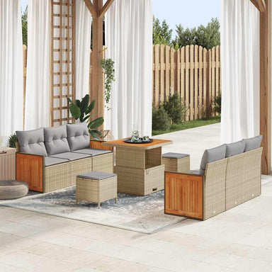 Tuinbankenset 11 st 8-Aantal zitplaatsen Beige en Licht Grijs