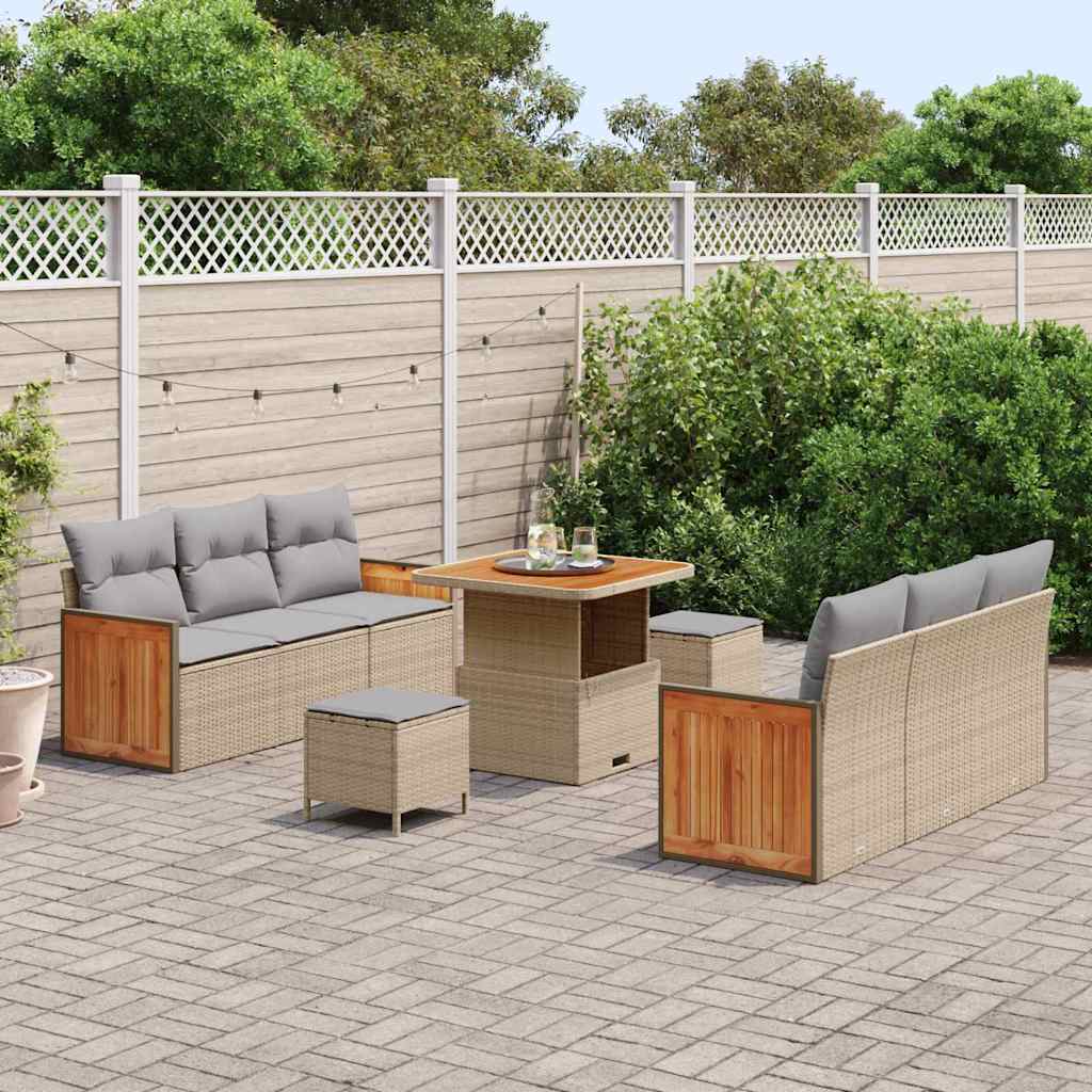 Tuinbankenset 11 st 8-Aantal zitplaatsen Beige en Licht Grijs