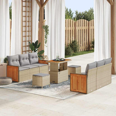 Tuinbankenset 11 st 8-Aantal zitplaatsen Beige en Licht Grijs