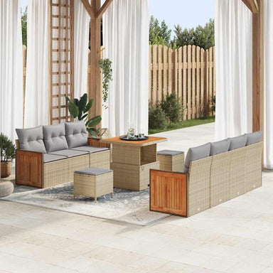 Tuinbankenset 13 st 9-Aantal zitplaatsen Beige en Licht Grijs