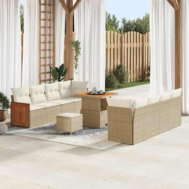 Tuinbankenset met kussen 12 pcs Beige en Crème poly rattan