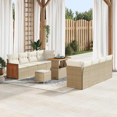 Tuinbankenset met kussen 12 pcs Beige en Crème poly rattan