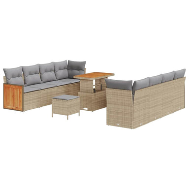 Tuinbankenset 12 pcs Beige en Licht Grijs poly rattan