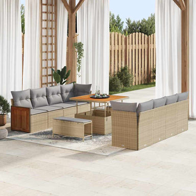 Tuinbankenset 12 pcs Beige en Licht Grijs poly rattan