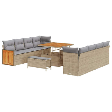 Tuinbankenset 12 pcs Beige en Licht Grijs poly rattan