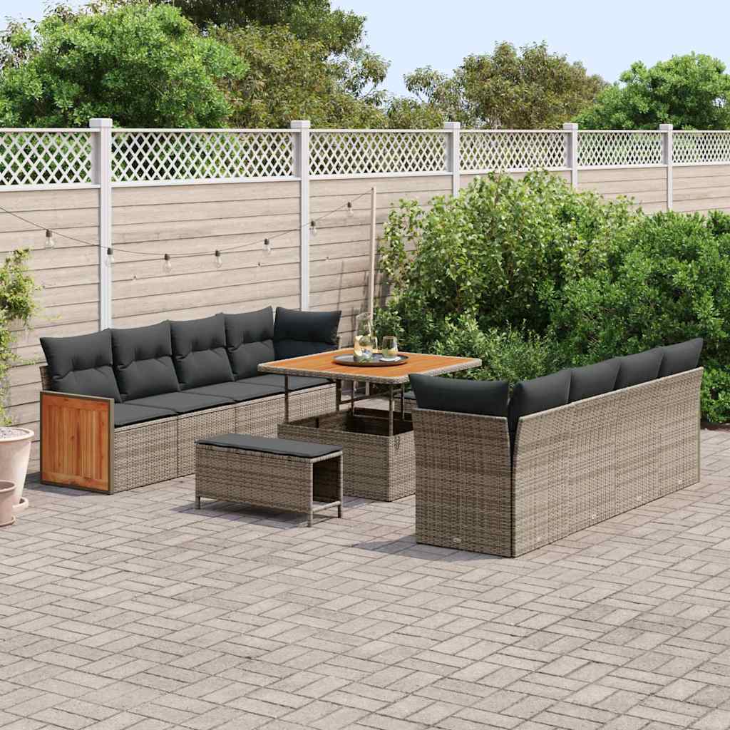 Tuinbankenset met kussen Grijs 231 x 224 x 85 cm poly rattan