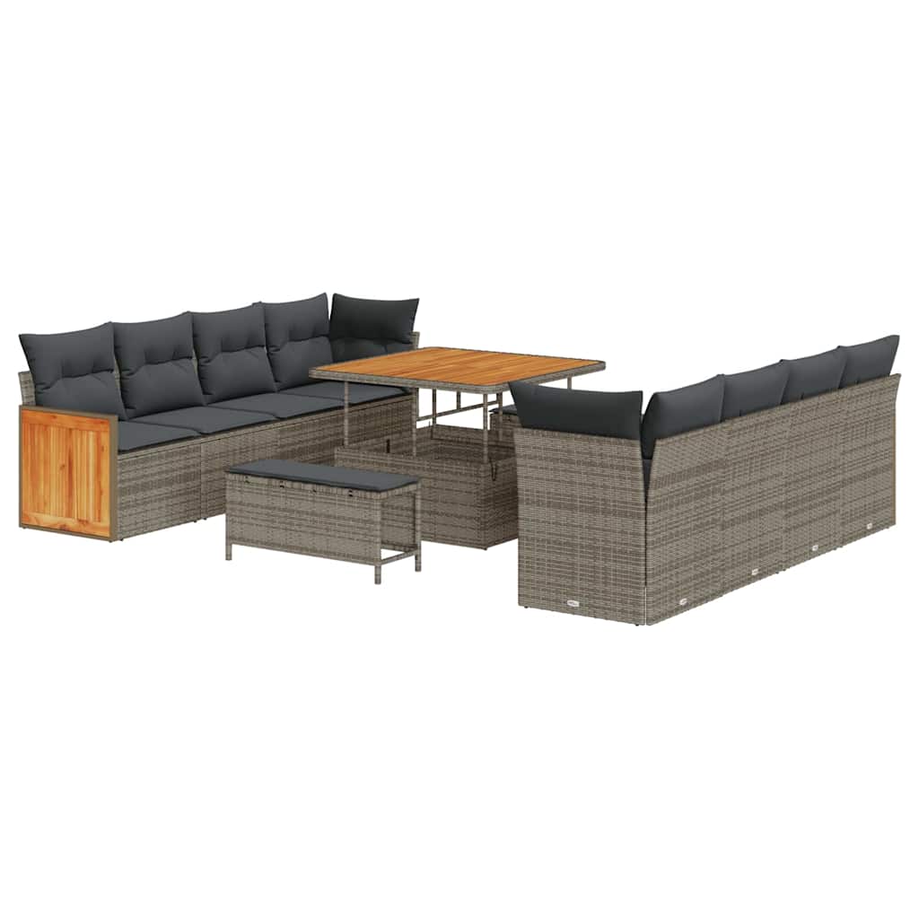 Tuinbankenset met kussen Grijs 231 x 224 x 85 cm poly rattan