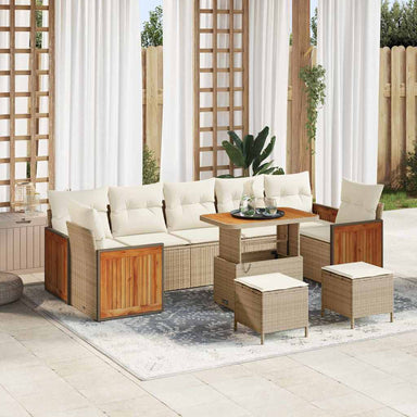 Tuinbankenset 13 st 9-Aantal zitplaatsen Beige en Crème
