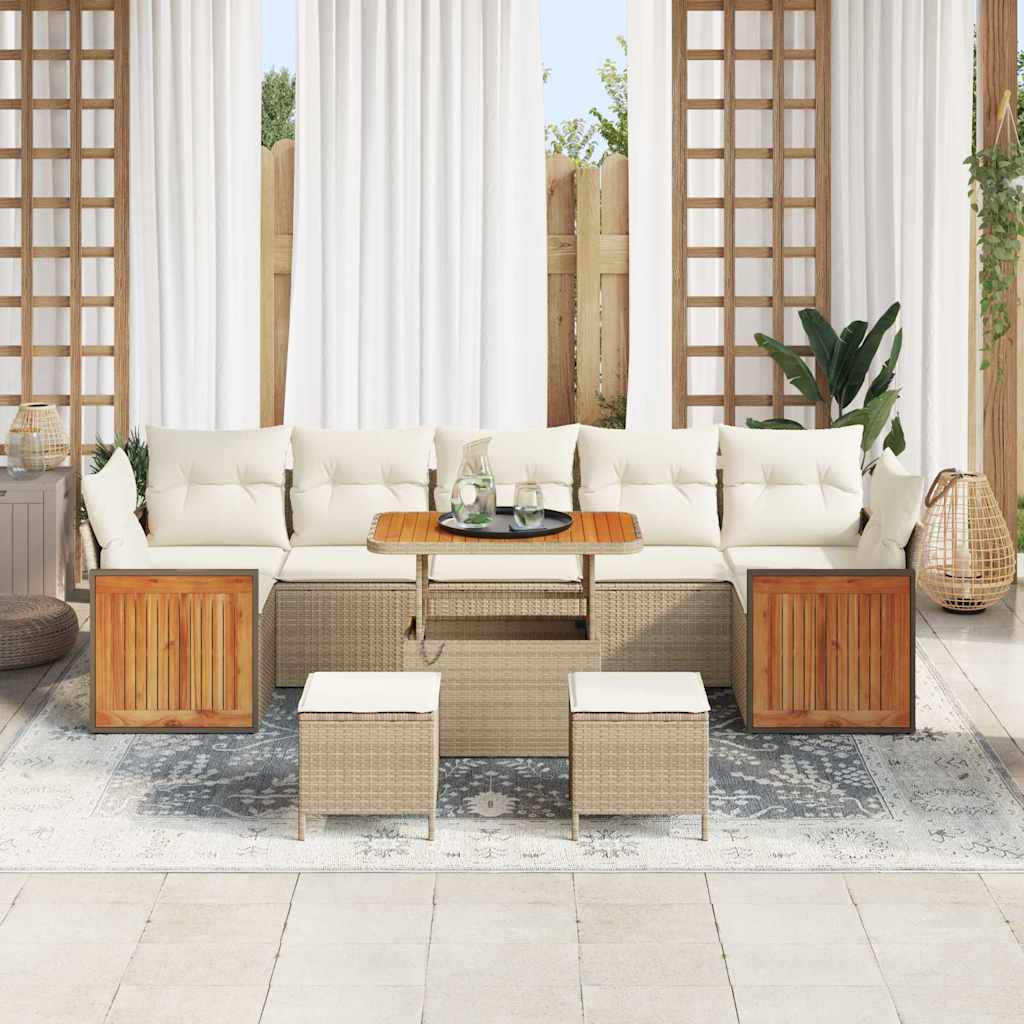 Tuinbankenset 13 st 9-Aantal zitplaatsen Beige en Crème