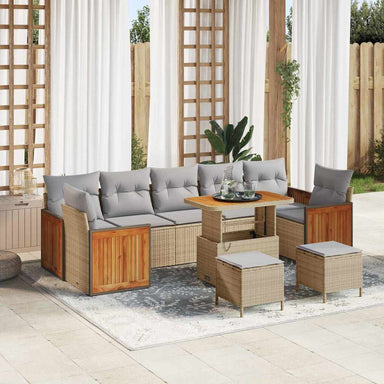 Tuinbankenset 13 st 9-Aantal zitplaatsen Beige en Licht Grijs