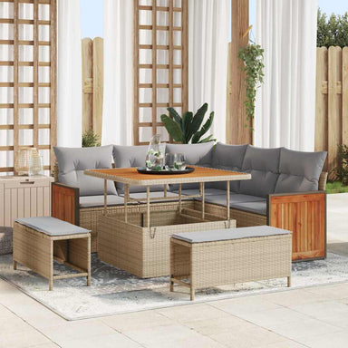 Tuinbankenset 9 st 8-Aantal zitplaatsen Beige en Licht Grijs