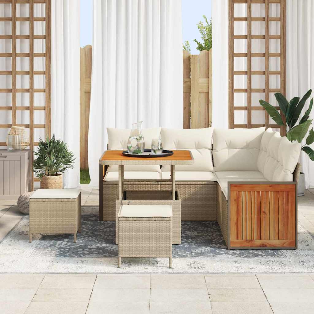 Tuinbankenset 9 st 6-Aantal zitplaatsen Beige en Crème