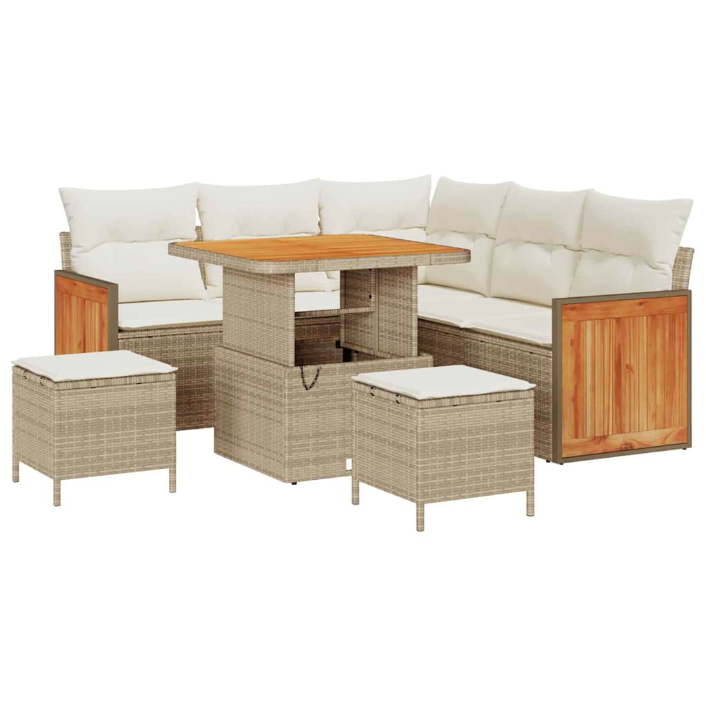 Tuinbankenset 9 st 6-Aantal zitplaatsen Beige en Crème