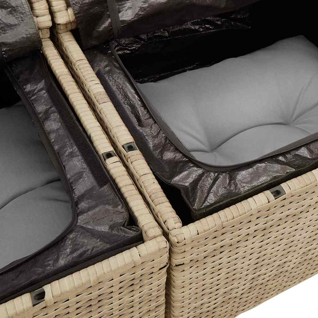 Tuinbankenset 9 st 6-Aantal zitplaatsen Beige en Licht Grijs