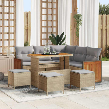 Tuinbankenset 9 st 7-Aantal zitplaatsen Beige en Licht Grijs