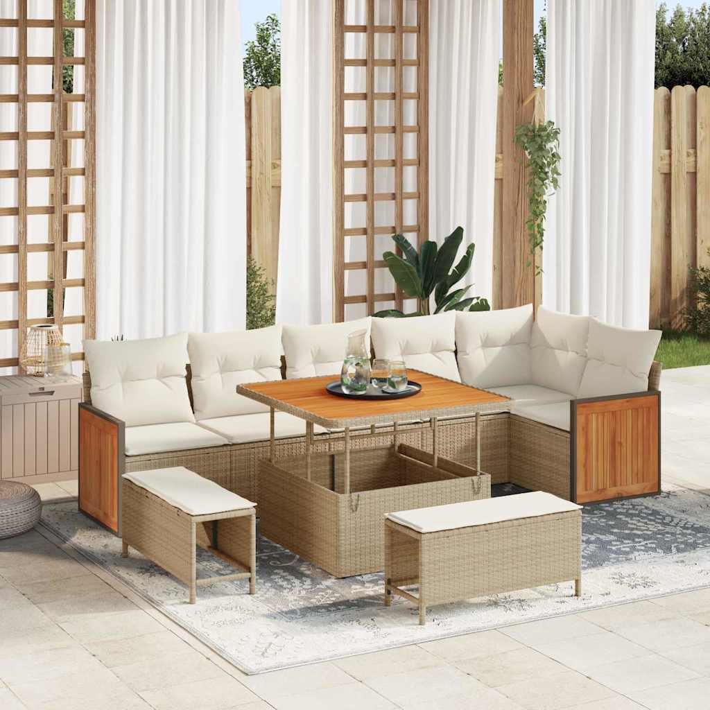 Tuinbankenset 11 st 9-Aantal zitplaatsen Beige en Crème