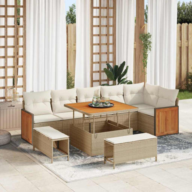 Tuinbankenset 11 st 9-Aantal zitplaatsen Beige en Crème