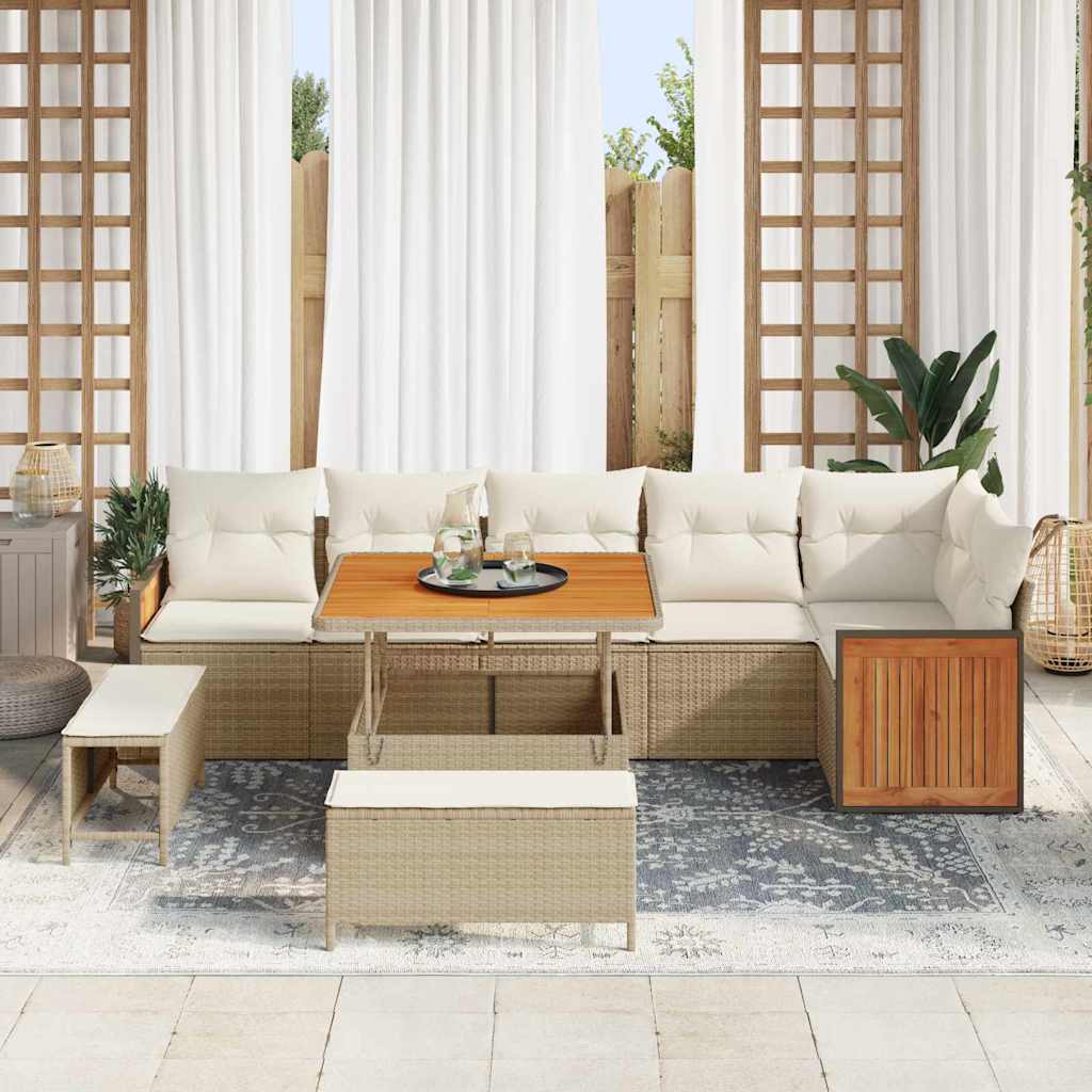 Tuinbankenset 11 st 9-Aantal zitplaatsen Beige en Crème