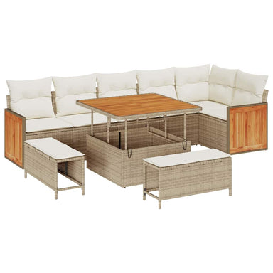 Tuinbankenset 11 st 9-Aantal zitplaatsen Beige en Crème