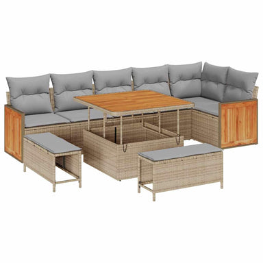 Tuinbankenset 11 st 9-Aantal zitplaatsen Beige en Licht Grijs