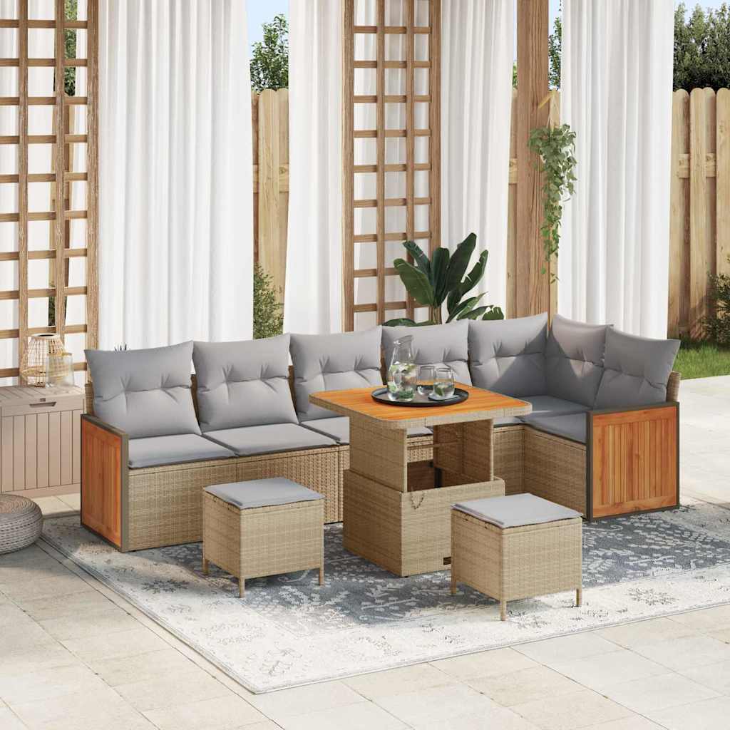 Tuinbankenset 11 st 7-Aantal zitplaatsen Beige en Licht Grijs