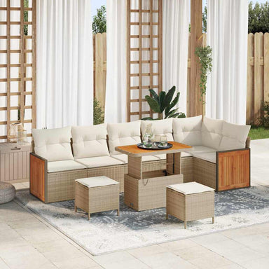 Tuinbankenset 11 st 7-Aantal zitplaatsen Beige en Crème
