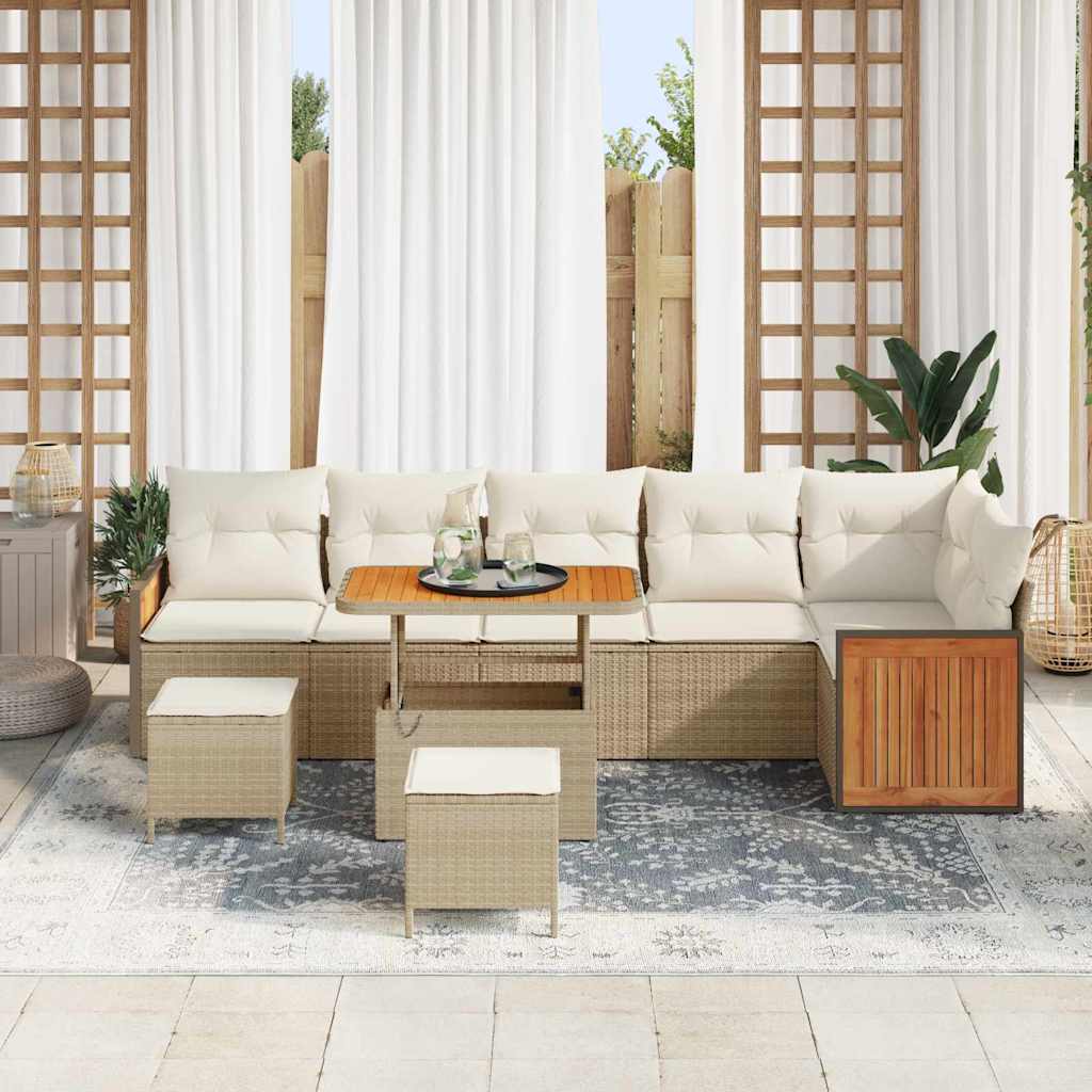 Tuinbankenset 11 st 7-Aantal zitplaatsen Beige en Crème