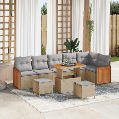 Tuinbankenset 11 st 7-Aantal zitplaatsen Beige en Licht Grijs