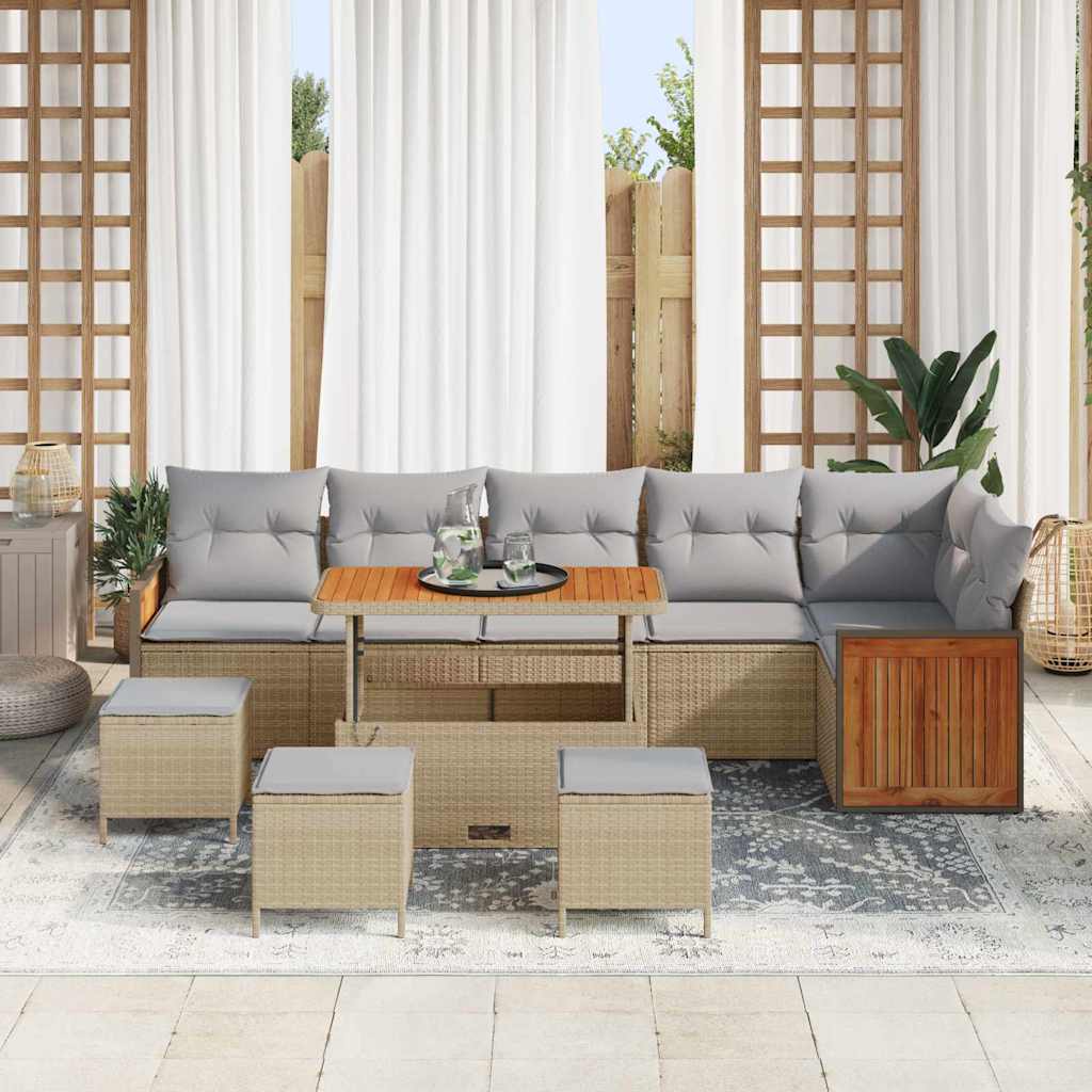 Tuinbankenset 12 st 8-Aantal zitplaatsen Beige en Licht Grijs
