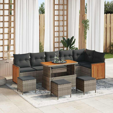 Tuinbankenset 12 st 8-Aantal zitplaatsen Grijs poly rattan