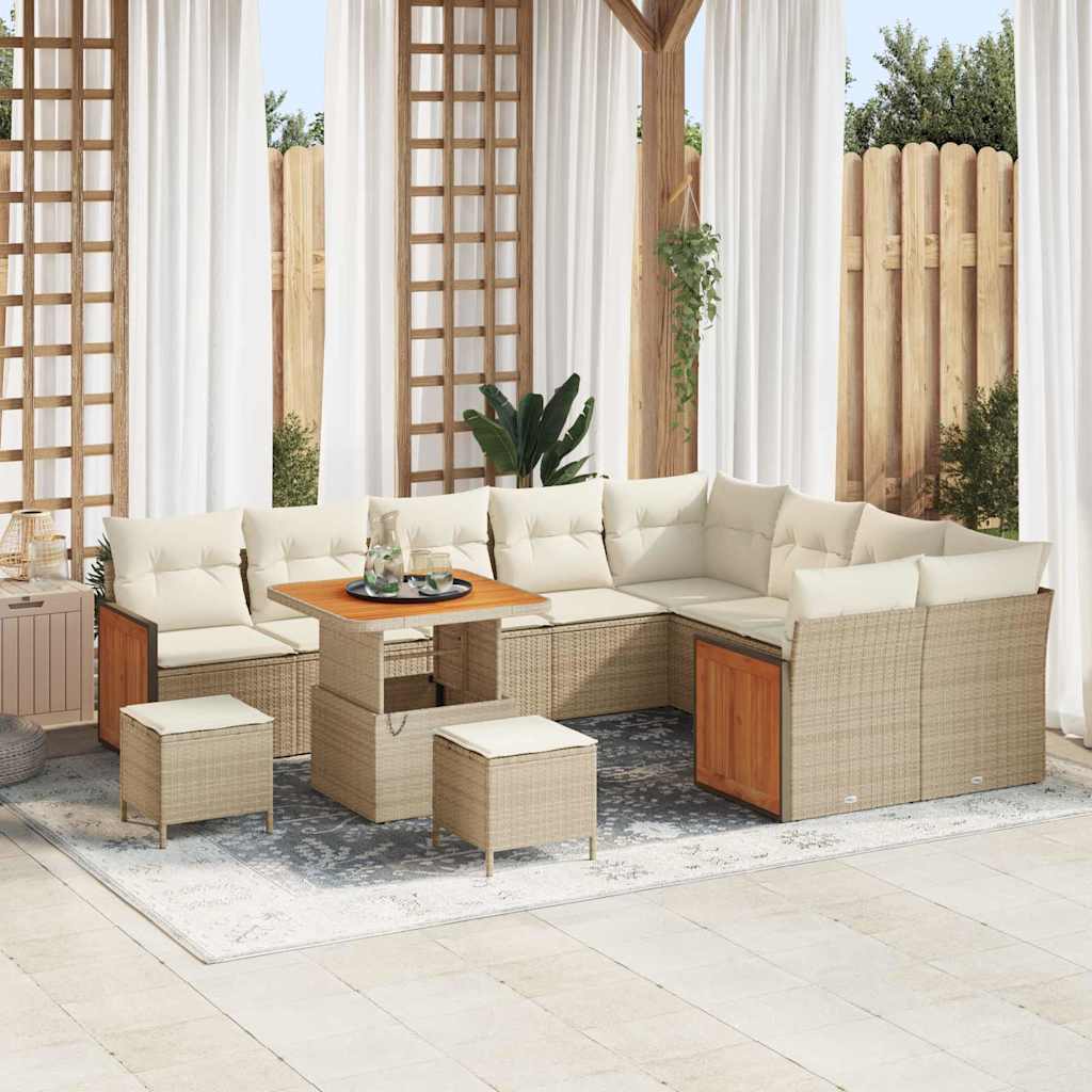 Tuinbankenset 13 st 9-Aantal zitplaatsen Beige en Crème