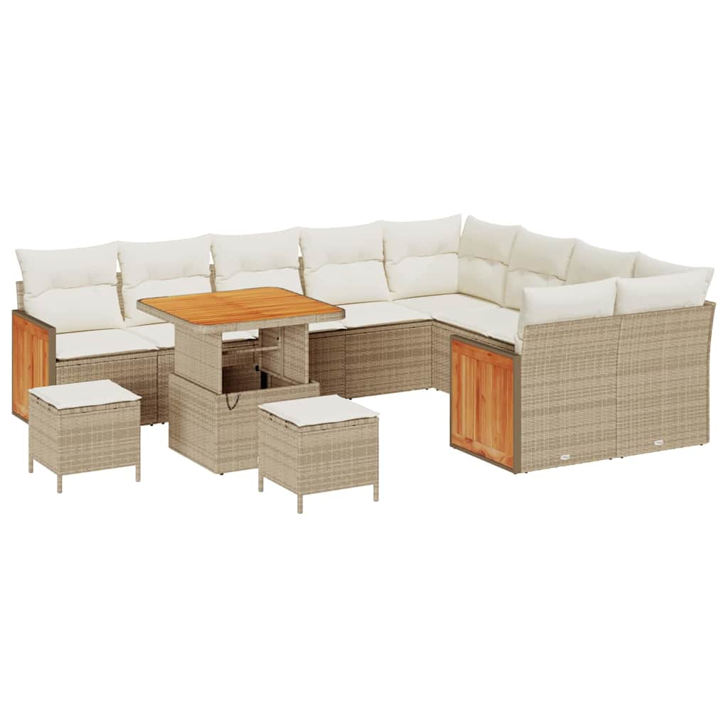 Tuinbankenset 13 st 9-Aantal zitplaatsen Beige en Crème