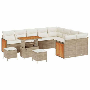 Tuinbankenset 13 st 9-Aantal zitplaatsen Beige en Crème
